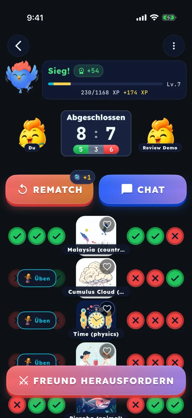 Ein abgeschlossenes Quiz-Duell
