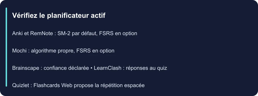 Vérifiez le planificateur actif
