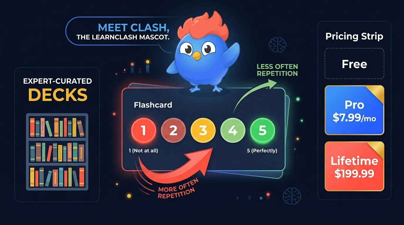 Brainscape confidence-based repetition: rate cards 1 to 5, low-confidence cards repeat more frequently, expert-curated deck library available
