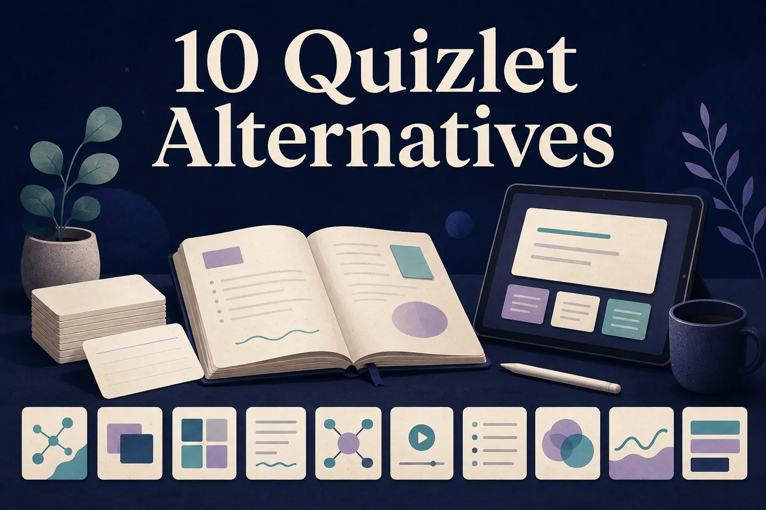 Ten Quizlet alternatives for flashcards, notes, languages, and classroom study, with no publisher ranking